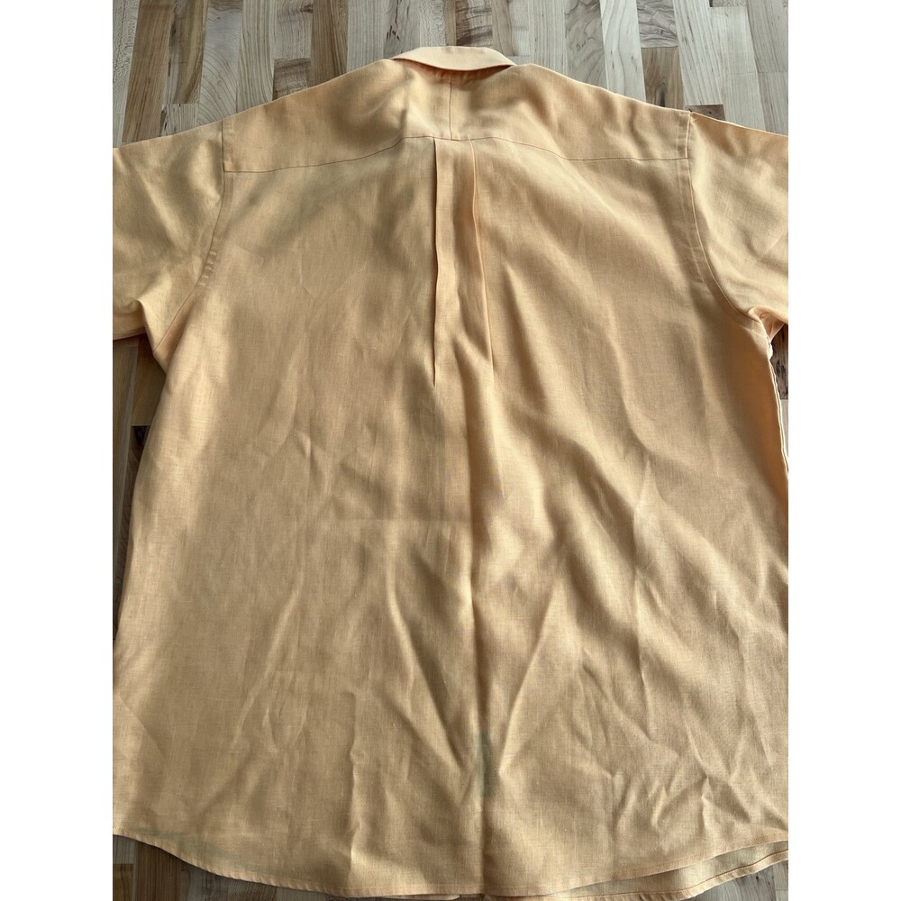 Jos A Bank Travelers Collection 100% Linen Short Sleeve Button Up Orange Large - Picture 3 of 9